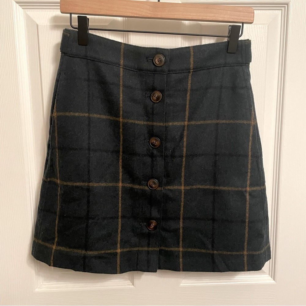 Madewell Plaid Button-Front Skirt